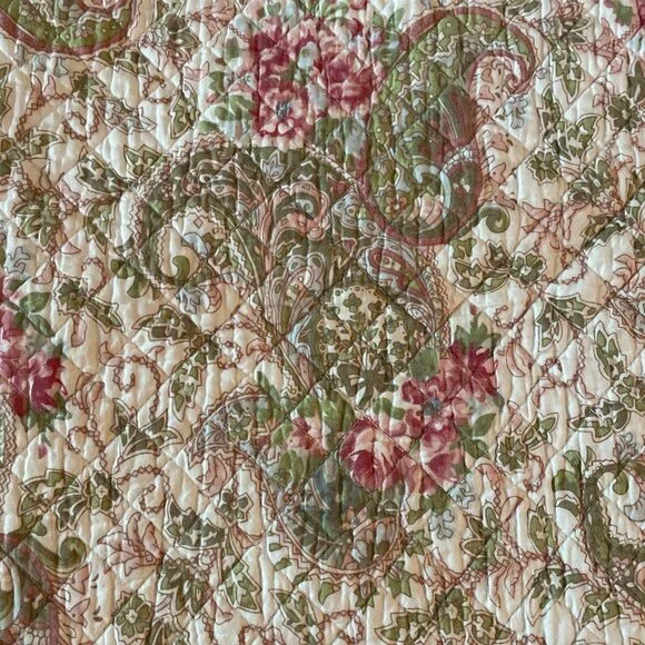 Quilted Floral Paisley Pillow Shams  Cottagecore Country Shabby Chic Romantic - Picture 4 of 11